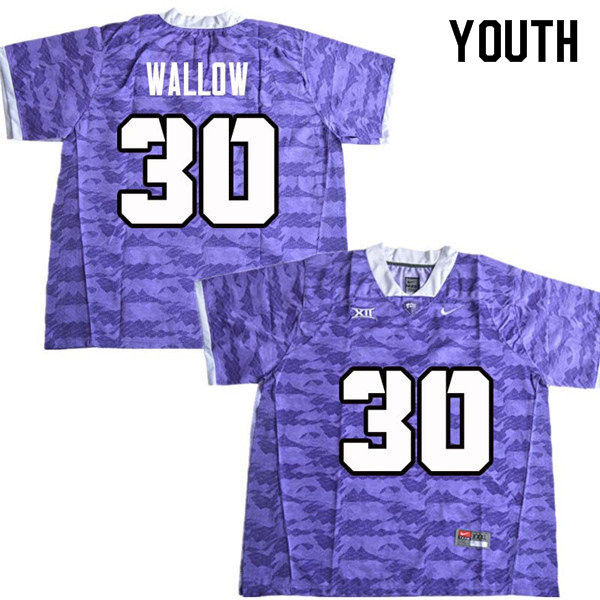 Youth #30 Garret Wallow TCU Horned Frogs College Football Jerseys Sale-Purple